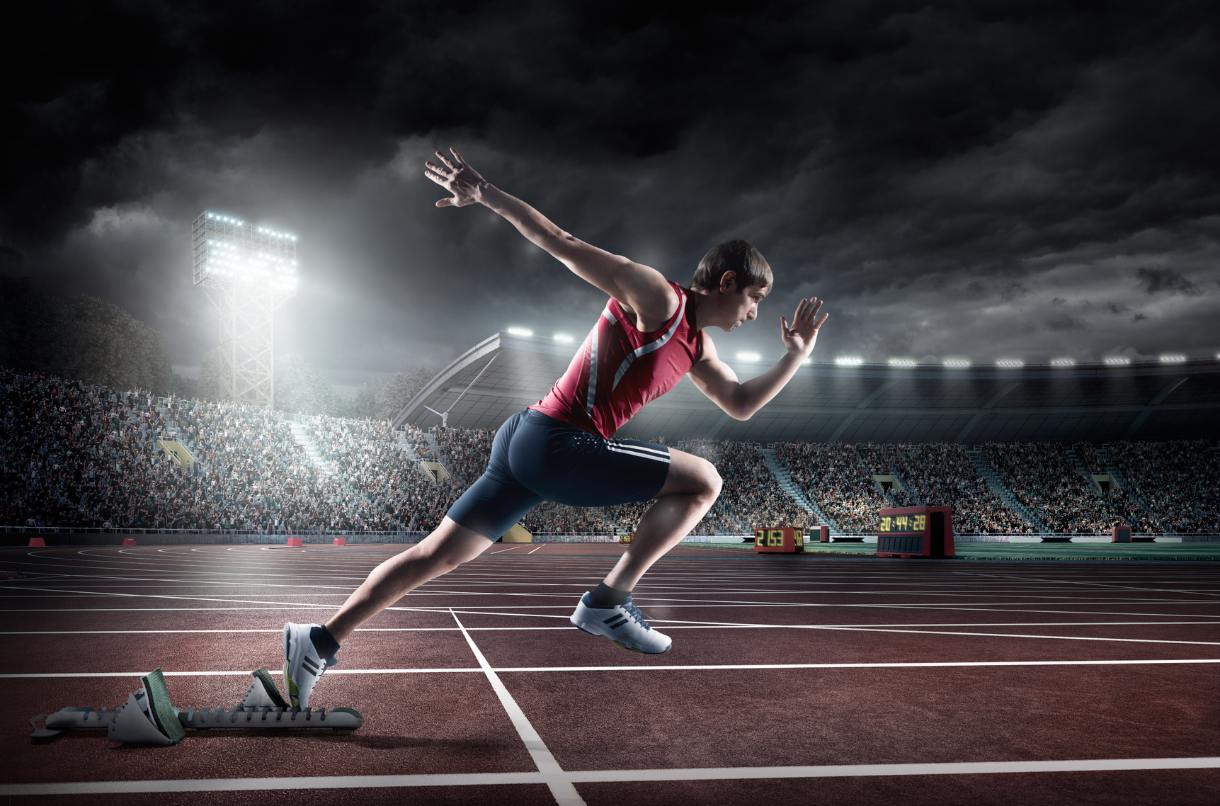 Male athlete sprinting